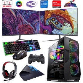 Resim ROGAME I5 12400f 16gb Ddr4 480ssd 8gb Rx580 Çift 24" Monitörlü Oyun Bilgisayarı (GAMİNG SET) 
