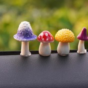 Resim 4 Parça Renkli Mantar Araba Gösterge Paneli Süsleri, Reçine El Sanatı Minyatür Peri Bahçesi Süsleri, Şirin Araç İç Aksesuarları, Çok Amaçlı for MASA & Noel Dekoru 