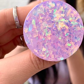 Resim Mor Hologramlı Pul Yuvarlak Telefon Tutucu PopSocket 