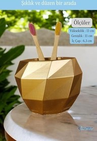 Resim Evene Diş Fırçalığı Diş Fırçalık Diş Fırçası Standı Diş Fırçası Tutucu Altın Renk Model 20, e.dismodel20 