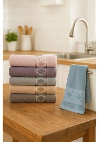 Resim 6'lı Mutfak Havlusu Seti 30x50 Cm %100 Pamuk Doku Yumuşak Clara 