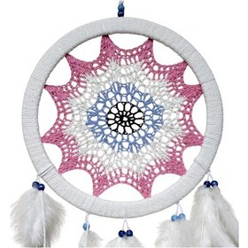 Resim Pembe Nazar Motifli Kuş Tüylü Duvar Süsü 