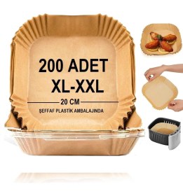 Resim Esmo Home Airfryer Pişirme Kağıdı,xl-Xxl Büyük Boy, Kare, 200 Adet Hava Fritöz Parşömen Fırın Kağıdı Tek Kullanımlık Kağıt Fırın Fritöz Pişirme Kızartma Tavası Için Uygun 20CM 