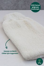 Resim lifly %100 Doğal Pamuklu Bebek Banyo Eldiveni - Bebek Eldiveni - Banyo Bebek Kesesi 
