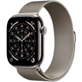 Resim Apple Watch Series 11 GPS + Cellular, 46 mm Natürel Titanyum Kasa ve Natürel Milano Loop - S/M 