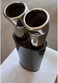 Resim 50 Mm. Uyumlu Çiftli Yuvarlak Krom Sessiz Egzoz Eksoz Çıkışı 