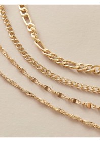Resim Zarifly Klasik Zincir 4 Lü Altın Renk Bileklik Seti Altın - Gold 