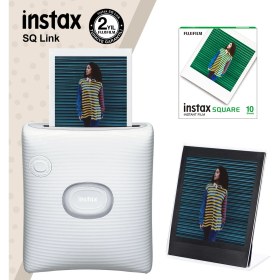 Resim Fujifilm Instax Sq Link Beyaz Yazıcı 10LU Square Film ve Pleksi Çerçeve 