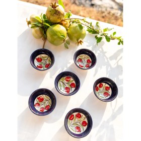 Resim El Yapımı 6'li Nar Desenli 8 cm Çerezlik Sosluk Reçellik Seramik Kase 