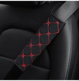 Resim Bir Keten Işlemeli Nefes Alabilir Kumaş Araba Emniyet Kemeri Omuz Askısı Kapağı Black Red Black Red 