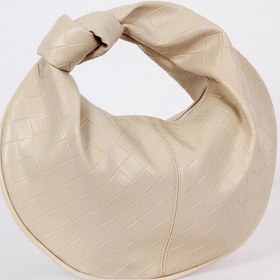 Resim Glemix Helen Düğümlü Krem Örgü Desen Trend Mini Kadın Bowl Bag Krem Örgü Cilt 