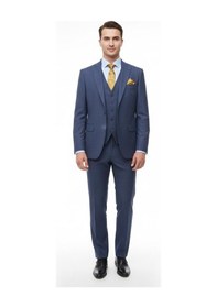 Resim Presto Erkek Slimfit Armürlü 6 Drop Yelekli Takım Elbise Lacivert 786-250 Lacivert 