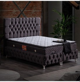 Resim Setaymobilya Baza, Cappy Antrasit Mdf Baza + Başlık + Real Pedli Yatak 