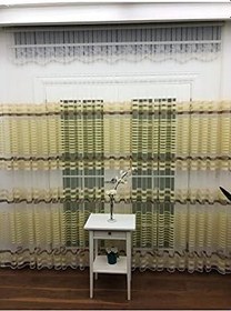 Resim Enine Çizgili Bantlı Spor Tül Perde, 250x250, Sık Pile, 1/3 
