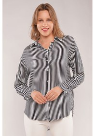 Resim Gabria Uzun Kollu Çizgili Gömlek Lacivert 