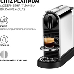 Resim Nespresso D140 Citiz Platinum,Paslanmaz Çelik Kapsüllü Kahve Makinesei 