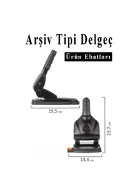 Resim Büyük Delgeç 65 Yaprak Kapasiteli 1 Adet Arşiv Tipi Kollu Delgeç Metal Perfaratör Profesyonel Kağıt Delici Delgec Siyah 
