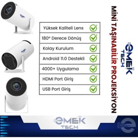 Resim PİNK İTHALAT 130 inç HD Akıllı Projeksiyon Cihazı WiFi, Bluetooth, 180 ANSI Lümen, Sinema Kalitesinde Görüntü 