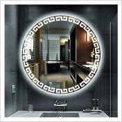 Resim Dnr-MirrorDnr-Mirror 80 cm Beyaz Ledli Tasarım Kumlamalı Banyo Aynası Makyaj Aynası Işıklı Ayna 