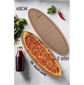 Resim ÖYKÜ VE YİĞİT Ahşap Pide Sunum ve Kesim Tahtası 2 adet 40 Cm 