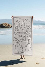 Resim Dijital Baskı Plaj Deniz Havlusu Boğa Burcu Desenli Peştamal HVL0047 