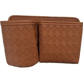 Resim Dashanshop Quilted Yapay Deri Araç Kapak Organizer Çok Bölmeli Kahverengi Saklama Cebi 