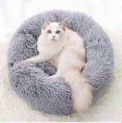 Resim Mengtuo Kış Yeni Yuvarlak Peluş Sıcak Köpek Pedi M Boyutu Açık Gri 50 X 50 Cm Ka 