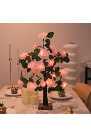 Resim LUXE AKSESUAR Dekoratif LED Işıklı Gül Ağacı Lamba - Pembe Işık , Penbe Gül Masa Üstü Gece Lambası 