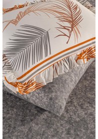 Resim Pluma Serisi Fırfırlı Çift Kişilik 6 Parça Nevresim Takımı--78 Krem - Gri 