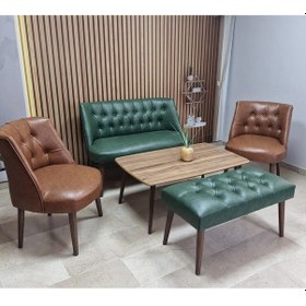 Resim Azra Mobilya Deri Çay Seti Koltuk Takımı Oturma Grubu Cafe Mobilya Ofis-büro Mobilya Balkon Mobilya Yeşil-taba 
