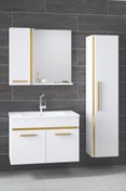 Resim Alfa Banyo Yeni Gold Beyaz (80 35) 115 Cm Aynalı Boy Dolaplı Lavabolu Mdf Banyo Dolabı Seti**hazır Kurulu** 