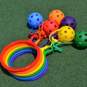 Resim Çok Renkli Seçenekler (Mor/Kırmızı/Yeşil/Mavi/Sarı) Ayak Bileği Halkası ve Salınım Sistemi ile Zıplayan Duyusal Eğitim Topu - Zıplama Önleyici Teknoloji, Sağlam Çerçeve Tasarımı - Fitness, Denge ve Koordinasyon Oyunları için - Partiler için Hepsi Bir Arada Top - Noel/Cadılar Bayramı Hediyeleri için 