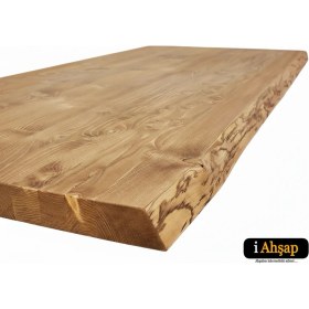 Resim iAhşap Doğal Kenarlı Sedir Kütük Masa Tablası | Masif Ahşap Yemek Masası Üstü No1 