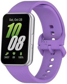 Resim Samsung Galaxy Fit 3 İle Uyumlu Silikon Spor Kordonlu Klasik Kayış Kordon Lila 