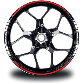 Resim Eyyam Kawasakı Yazılı Kısa Yazısız Uzun Dış Şerit 16'lı Çift Renk Jant Sticker Modeli 