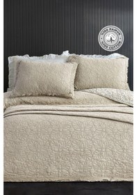 Resim Evlen Home %100 Pamuk Çift Kişilik Özel Taş Yıkama Yatak Örtüsü Lüks Yumuşak Dayanıklı Modern Rabio Bej 