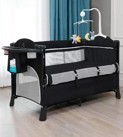 Resim 4'ü 1 Arada Bebek Yanı Beşik Co-Sleeper, Çok Fonksiyonlu Peacock Mavi 