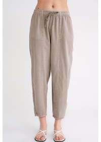 Resim Mixray 4436 Kadın Keten Çımalı Şalvar Pantolon Antik Vizon 