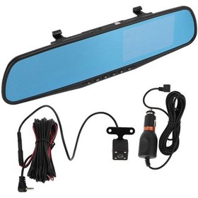 Resim 4.3 İnç 1080p Aynalı Araç Kamerası Dikiz Aynası Kamerası Çift Sürüş Kaydedici Park Monitörü Döngü Kaydı Geri Görüş Kamerası 