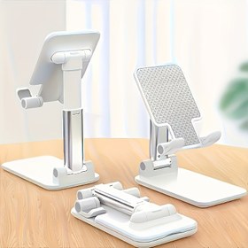 Resim Ayarlanabilir Kompakt Evrensel Cep Telefonu ve Tablet Tutucu - Ergonomik Tasarım, Katlanabilir, Çok Açılı Destek - ABS Malzeme, Tüm Mobil Cihazlar İçin Uygun, Ev ve Ofis Masa Kullanımı 