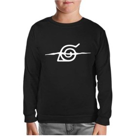 Resim Naruto - Logo Çizik Siyah Çocuk Sweatshirt Siyah 