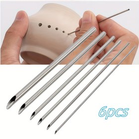 Resim 6 adet Paslanmaz Çelik Seramik ve Polimer Kil Oyma Aracı Seti - Seramik ve El Sanatları için Hassas Oyma, DIY El Sanatları Malzemeleri, Yaratıcı Projeler için Dayanıklı Metal Araçlar, Kil Heykelleme Araçları 