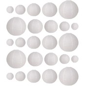 Resim Xiaaokeji 25 Parça Katlanır Yuvarlak Fener 4in 6in 8in 10in 12in Düğün Partisi İçin Beyaz 