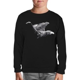 Resim Kartal Siyah Çocuk Sweatshirt 