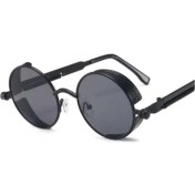 Resim HGM Siyah Yuvarlak Metal Çerçeve Unisex Güneş Gözlüğü 
