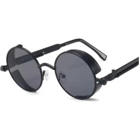Resim HGM Siyah Yuvarlak Metal Çerçeve Unisex Güneş Gözlüğü 