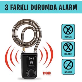 Resim UpWay Hırsızlığa Karşı Anahtarsız Telefon Kontrollü Alarmlı Sirenli Motosiklet Padlock Kilit 