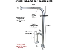 Resim Yıldırım Engelli Tutunma Barı Banyo Tutamak Yaşlı Tutunma Barı Baston Ayak 1.K 