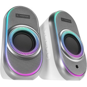 Resim Rampage RMS-X3 2.0 6W Bluetooth Özellikli Beyaz Multimedia RGB Işıklı Gaming USB Speaker 
