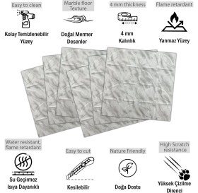 Resim 3 Boyutlu Duvar Paneli Kabartmalı Geometrik Yuvarlak Desen Pvc 41X41 Cm/ 6 Adet /1 M² Mermer 